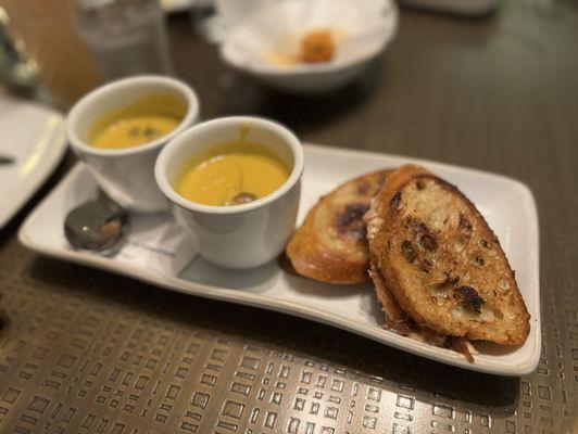 Butternut squash soup + grilled cheese