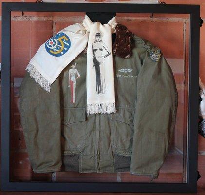 WW 2 bomber jacket and handpainted silk scarf