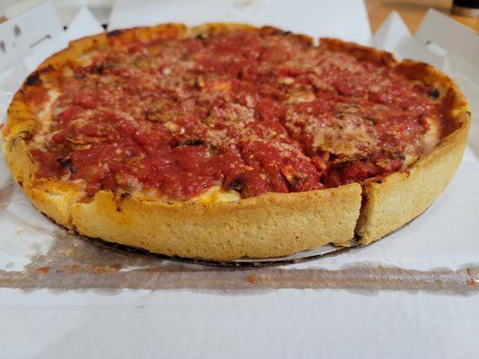 Butter Crust Deep Dish Sausage Mushroom Pizza