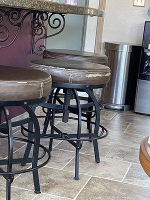 Bar stools need to be recovered in the same faux brown leather you covered my kitchen chairs in a few years back Tito.