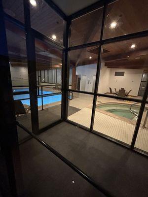 The indoor pool and hot tub