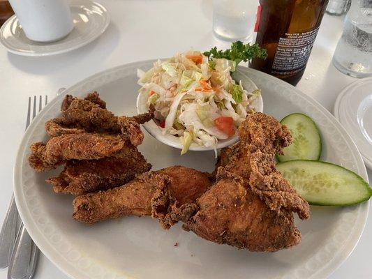 This my fried chicken and slaw.