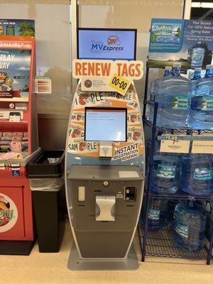 Tag Renewal Kiosk located inside Publix. Visit flmvexpress.com for more information