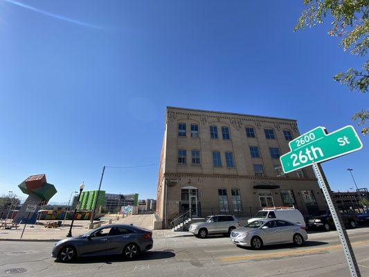 View from Blake St on the East side of the building.