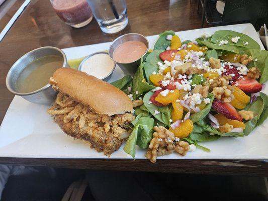 1/2 Cajun Pork Dip with Strawberry Walnut Salad