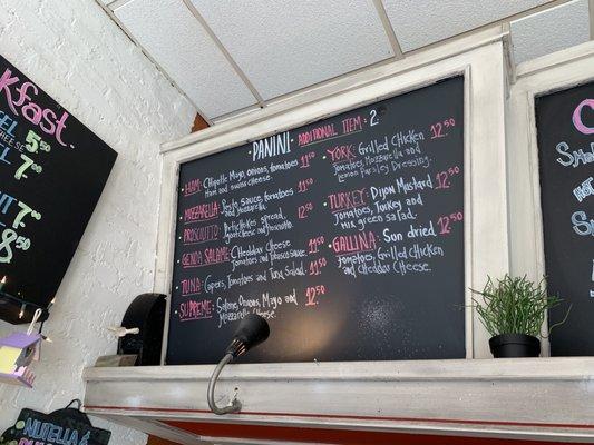 Panini / lunch menu