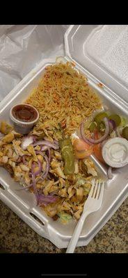 Chicken Shawarma Plate with rice and salad