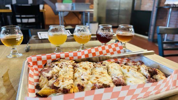 Ruben pizza and beer flights