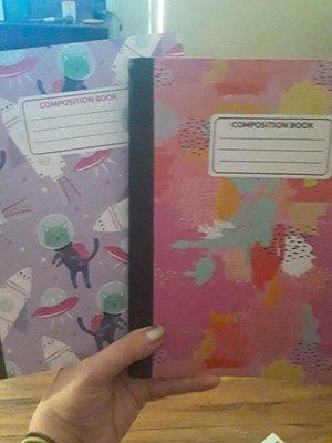 Super cute new journals a buck each (how is everything only a dollar here for real?) Ha. The cats in space is my new dream journal