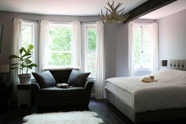 Bedroom after renovation.  What a gorgeous room!