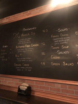 Photo of the menu board