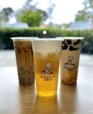 Brown Sugar Roasted Oolong Milk Tea, Green Tea Macchiato, Brown Sugar Green Milk Tea