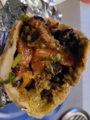 Spicy steak burrito (innards)