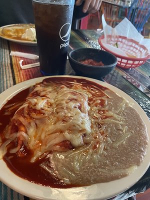 Chicken enchilada and beef burrito lunch special