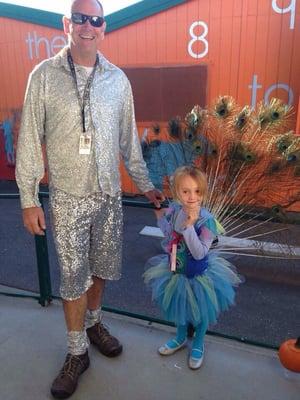 Halloween. Brian was a disco ball and Delaney well, was a peacock!!!