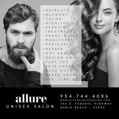 Allure Unisex Salon
 Make your Appointment now.
 Yes . We have FrenchCanadian hairstylists.