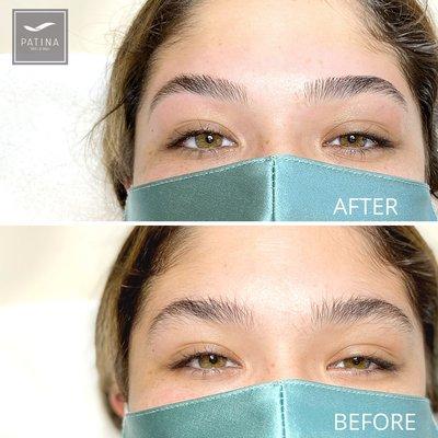 Brow Wax. Both "before"and "after" are gorgeous ~ the natural, wispy style AND the tidy, polished, more defined, face framing style.