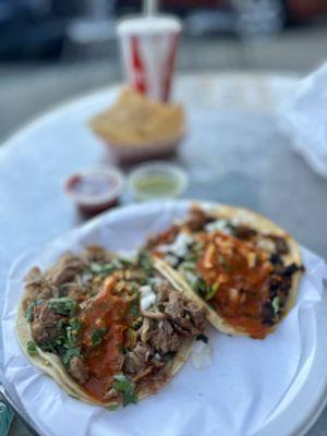 Tacos! Al pastor and carnitas. Both excellent, especially the Al pastor.