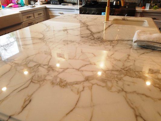 Marble counter resurfaced and polished