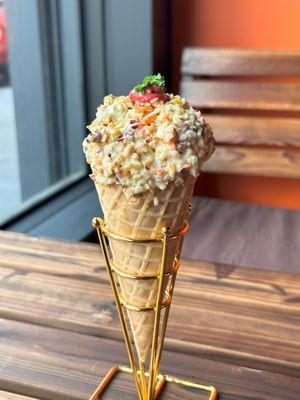 Coleslaw Waffle Cone Shawarma