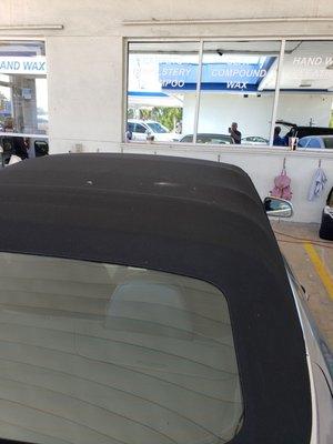 Bird feces on convertible top after detailer tried to remove with a cloth.