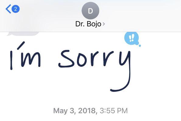 The texted message from Dr. Bojescul...