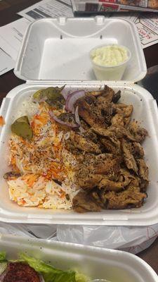 Chicken Shawarma Lunch Special Plate Garlic Sauce