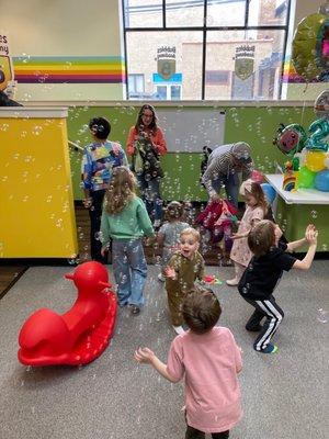 End of party bubbles treat nicely handled by staff.