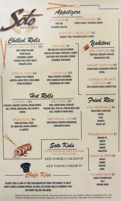 Our Updated 2024 Menu! Come check us out sometime!