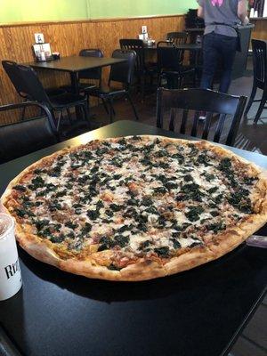 Giant Sausage and Spinach pizza!!