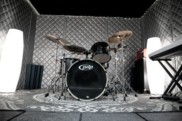 The sound-insulated Drum Room at Union Lesson Studios: ULS students can learn on a full drum set while protecting their hearing.