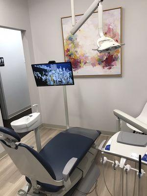 Each patient has their own monitor to watch Netflix or listen to pandora during their dental treatment!