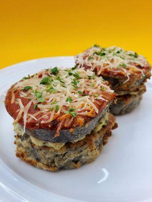 Air-Fried Stuffed Eggplant Parmesan (Meatless)