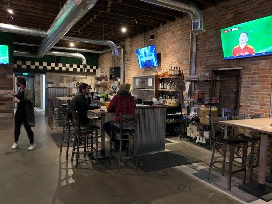 Bar area and kitchen