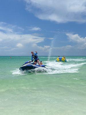 LDV's watersports include jet ski rentals, banana boat rides, floating waterpark access, kayaks, and paddle boards!