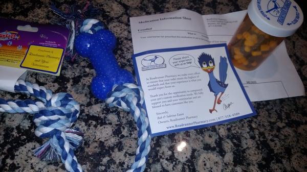 Pretty cool. They have to make my boxers specialty liver meds. Each refill ships with a toy for the pet!