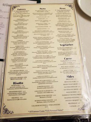 Oscar's menu