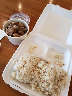 One item plate with chicken Adobo