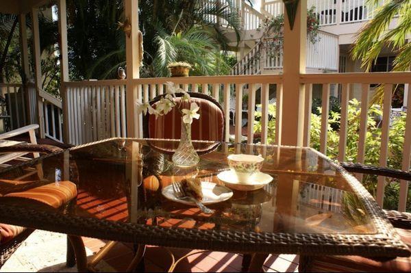 Breakfast on the pretty little veranda