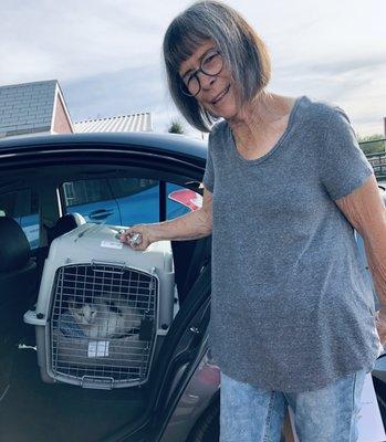 Dear Celeste of Kitty City Sanctuary on the day we transported sweet Jasper to his forever home!