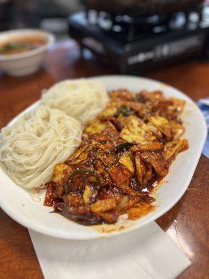 Fried squid stir fry