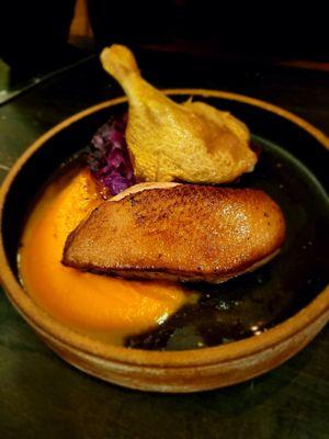 CRESCENT DUCK with Red Cabbage & Pumpkin Puree