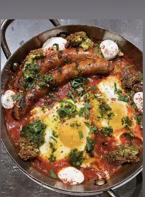 Shakshuka with Lamb Merguez  Sausage and Perfect Eggs