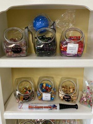 We sell a variety of sweets and treats including candy and ice cream.