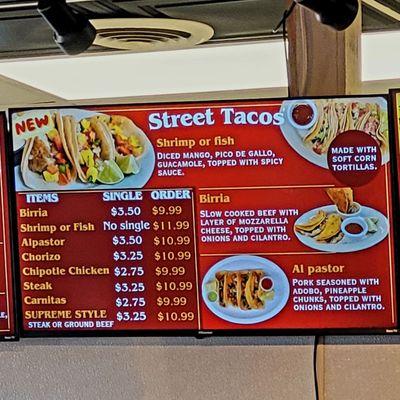 The taco menu