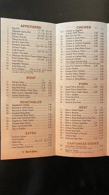 menu