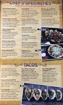 Tacos & Chef's Specials