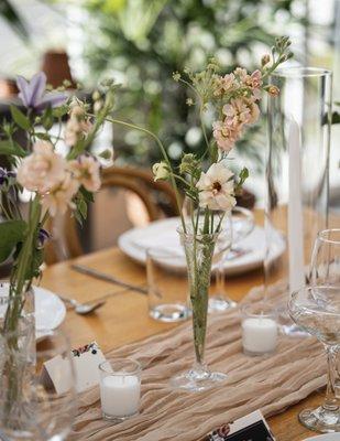 Some of the 80+ vases that were all around the reception