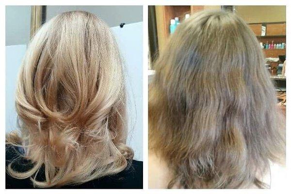 After and Before creating a beautiful blonde balayage! Very soft and natural!