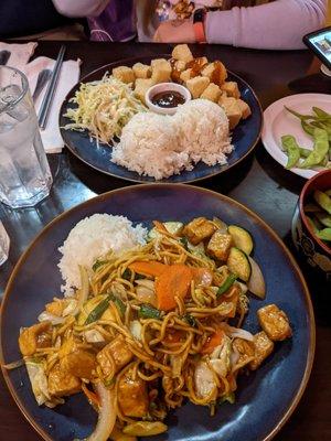 Tofu teriyaki and tofu yakisoba